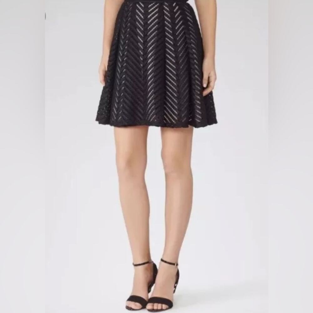 REISS black graphic Anra mini skirt, size 6